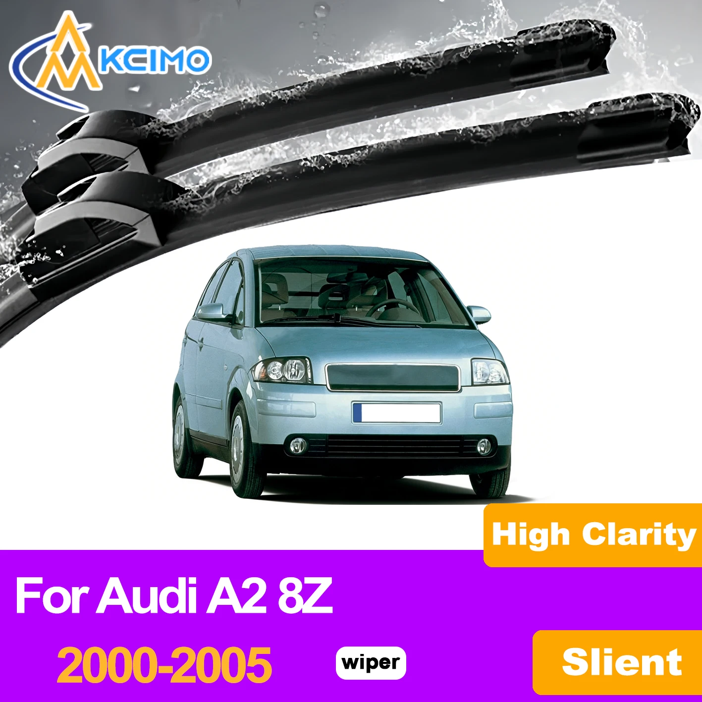 

KCIMO 2PCS Front Windshield Wiper Blades For Audi A2 8Z 2000-2005, All Season Premium Rubber Smooth & Streak Free Performance
