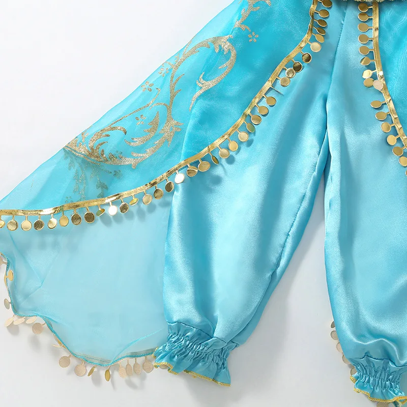 Jasmine Princess Dress dla dziewczynek urodziny karnawał Cosplay Aladyn magiczna lampa kostium dziecięcy zestaw Vestidos stroje odzież