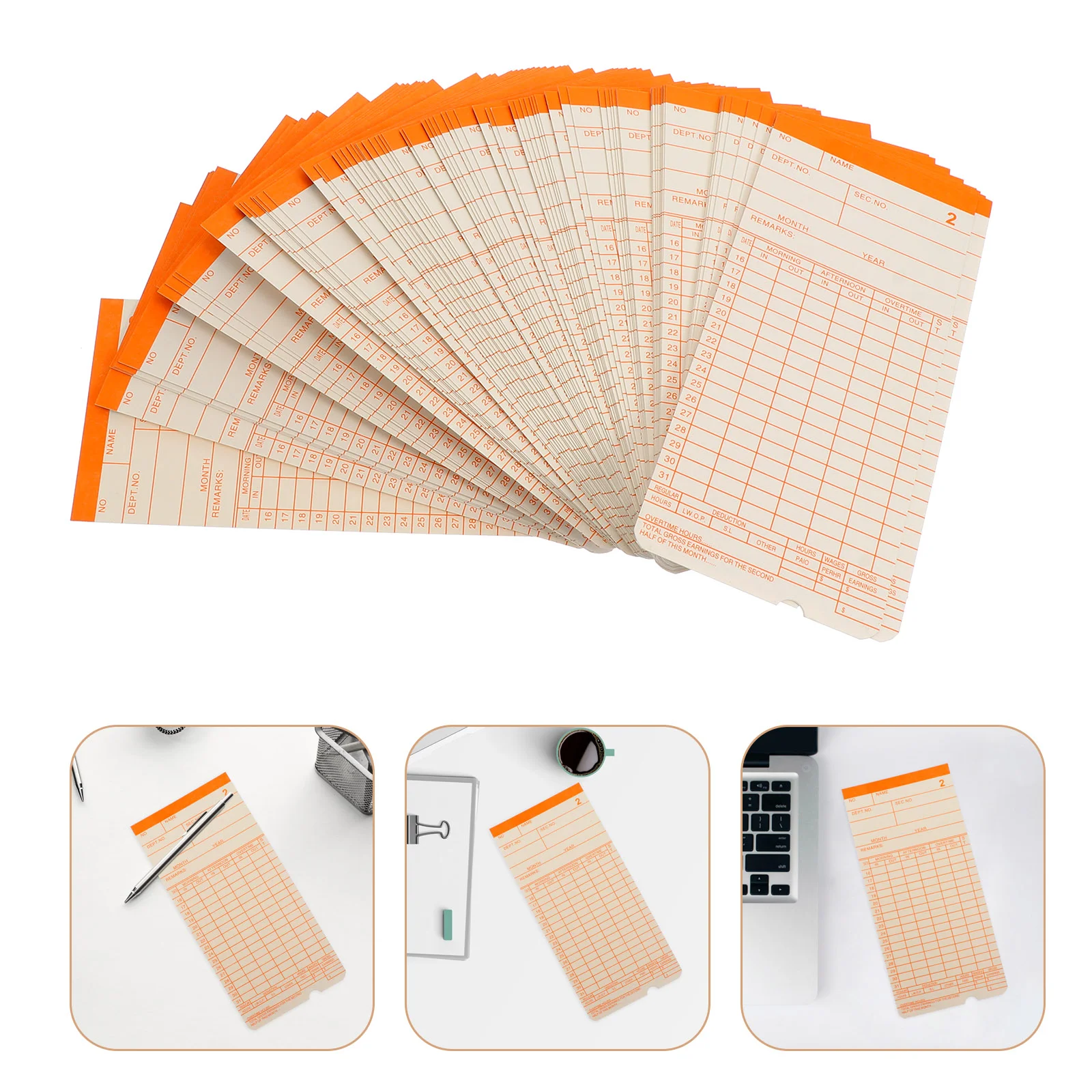 100 Sheets Double Sided Test Card Office Attendance Cardstock Paper Genuine Time Clocking for English