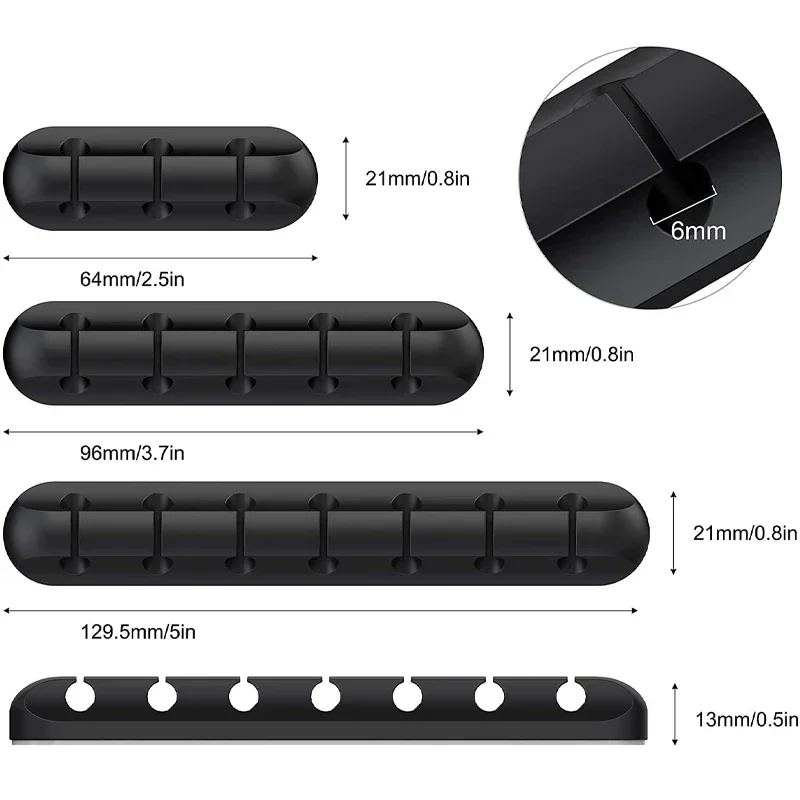 Silicone Clips Winder Tidy 3 5 7 Hole Cables Winder Flexible Wire Management Clips For Mouse Keyboard Earphone USB Cable