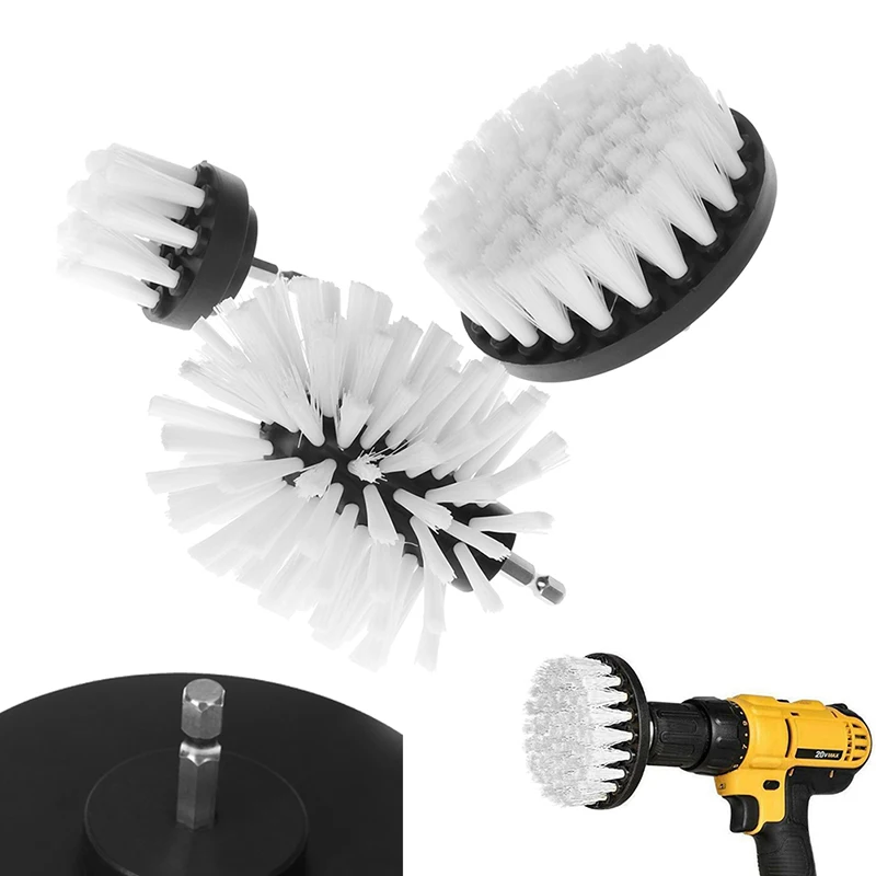 White Electric Floor Cleaning Brush Drill Power Tool Removing Stubborn Stain