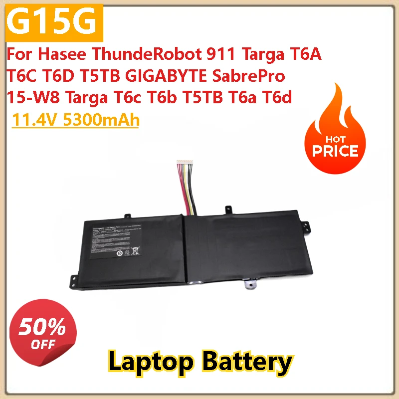 

11,4 В, 5300 мАч, аккумулятор для ноутбука G15G для GIGABYTE SabrePro 15-W8 Targa T6c T6b T5TB T6a Hasee ThundeRobot 911 Targa T6C T6A T6D