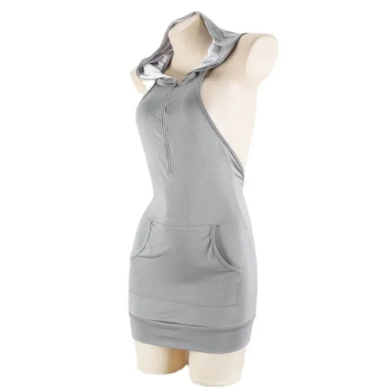 WU01 أنيمي الأرنب فتاة تأثيري حلي المرأة مثير عارية الذراعين مقنعين اللباس Kawaii لطيف قلنسوة بسحاب باس النوم منامة HalloweJk5 *!