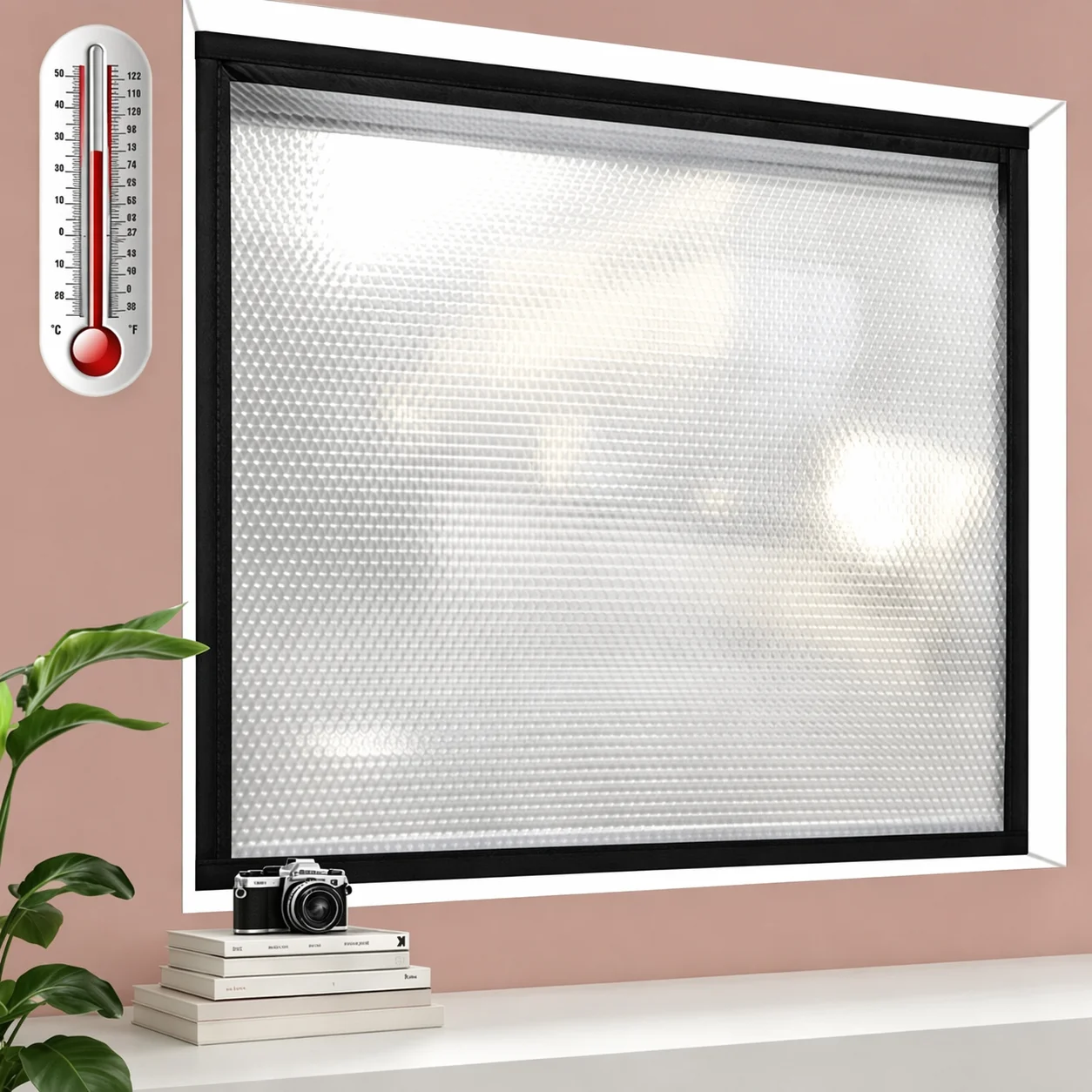 Winter energy-saving window sealing curtain, windproof and warm, double-layer thick black edging, tool free installation