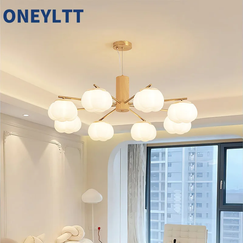 

Подвесной светильник для гостиной, креативный светильник в кремовом стиле из хлопка и тыквы, современный простой атмосферный светильник для глаз, теплый светильник для спальни