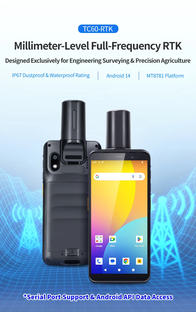 TC60 RTK Rugged Android 14 Barcode Scanner Handheld PDA for Engineering Surveying and Mapping Cadastral Surveying