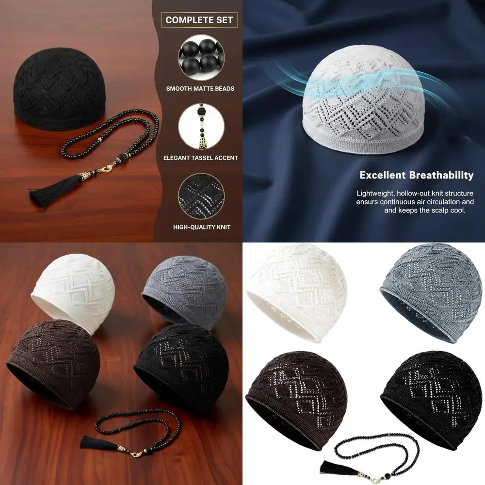 

Набор из 4 дышащих мусульманских вязаных шапочек, разные цвета, ручная работа, аксессуары для такии или тобы