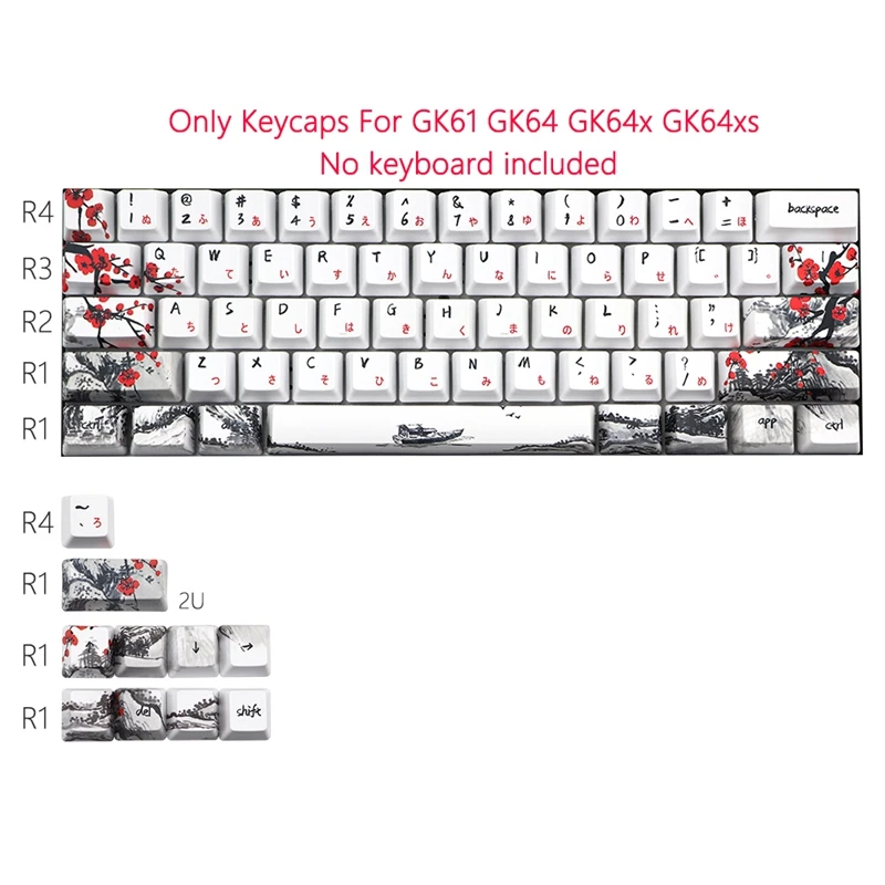 كل انحاء صبغ غطاء المفتاح زهر البرقوق ، 71 الشخصي ، يصلح ل GH60 ، RK61 ، ALT61 ، Anne Pro2 ، GK61 ، GK64 ، Dz60 ، الجدة