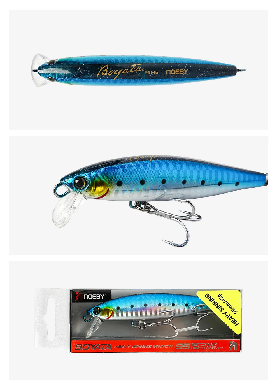 NOEBY 95mm 40g Schwerer Sinkender Minnow-Angelköder, Weitwurf-Kunstköder für Thunfisch und Gelbschwanz, Meeresfischköder – Detail 10