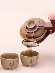 Portable Gaiwan Lid Clip Heat Insulation Tea Kettle Cover Fork with PVC Handle Tea Tools for Kung Fu Service Ceremony Accessory