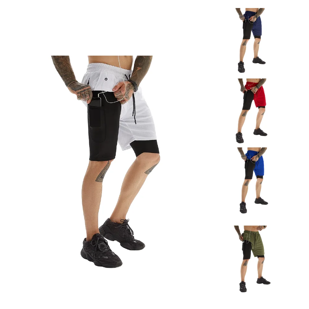 Men's Summer Personalized Trendy Quick-drying Casual Fitness Shorts Double-layer Anti-light Function Pants