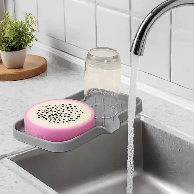 Kitchen Sink Mat Faucet Splash Guard Sink Mat Kitchen Sink Mats Non-Slip Sink Splash Guard Sponge Holder Drip Catcher Tray Dish