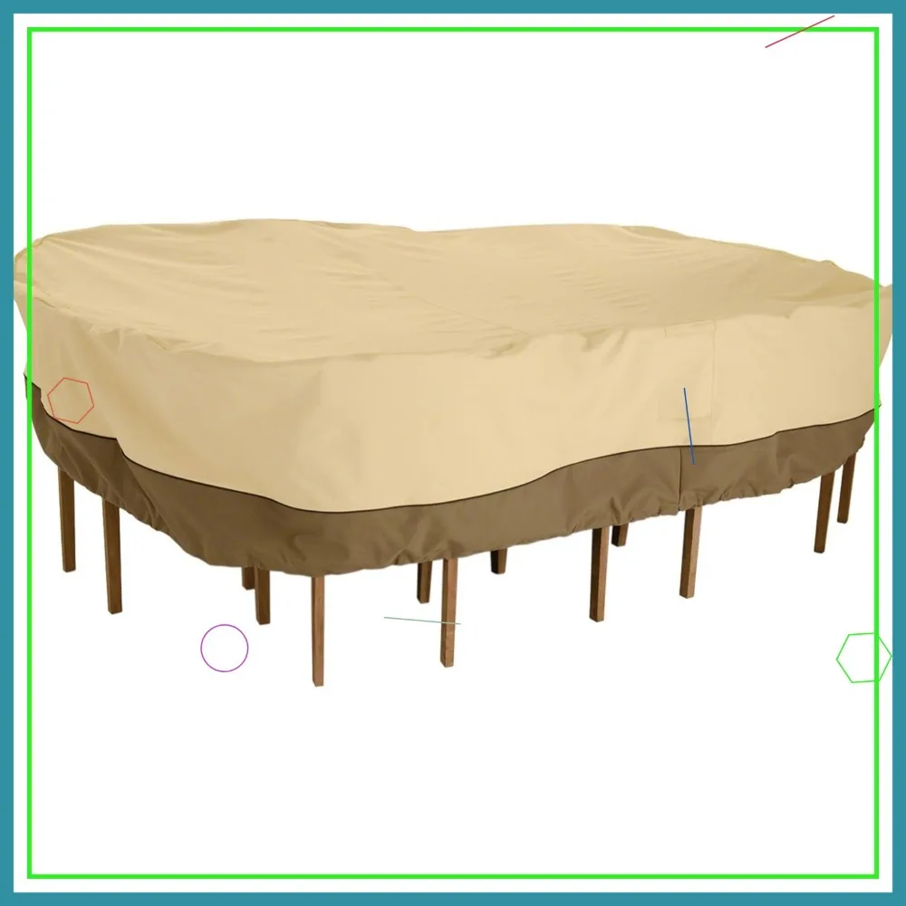 

Water-Resistant 108 Inch Rectangular/Oval Patio Table & Chair Set Cover