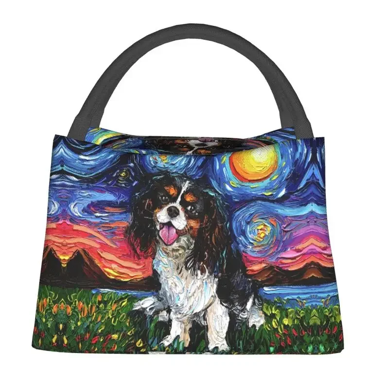 Cavalier King Charles Spaniel Starry Night Isolierte Lunch-Tragetasche für Haustier-Hundeliebhaber, tragbare Thermo-Kühlbox für Lebensmittel,