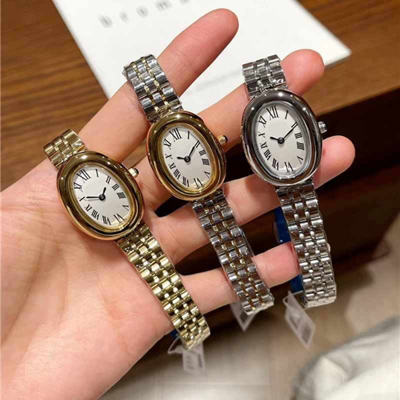 

Модные брендовые наручные часы для женщин и девочек, овальный стиль, кварцевый стальной металлический ремешок, роскошные часы CA190