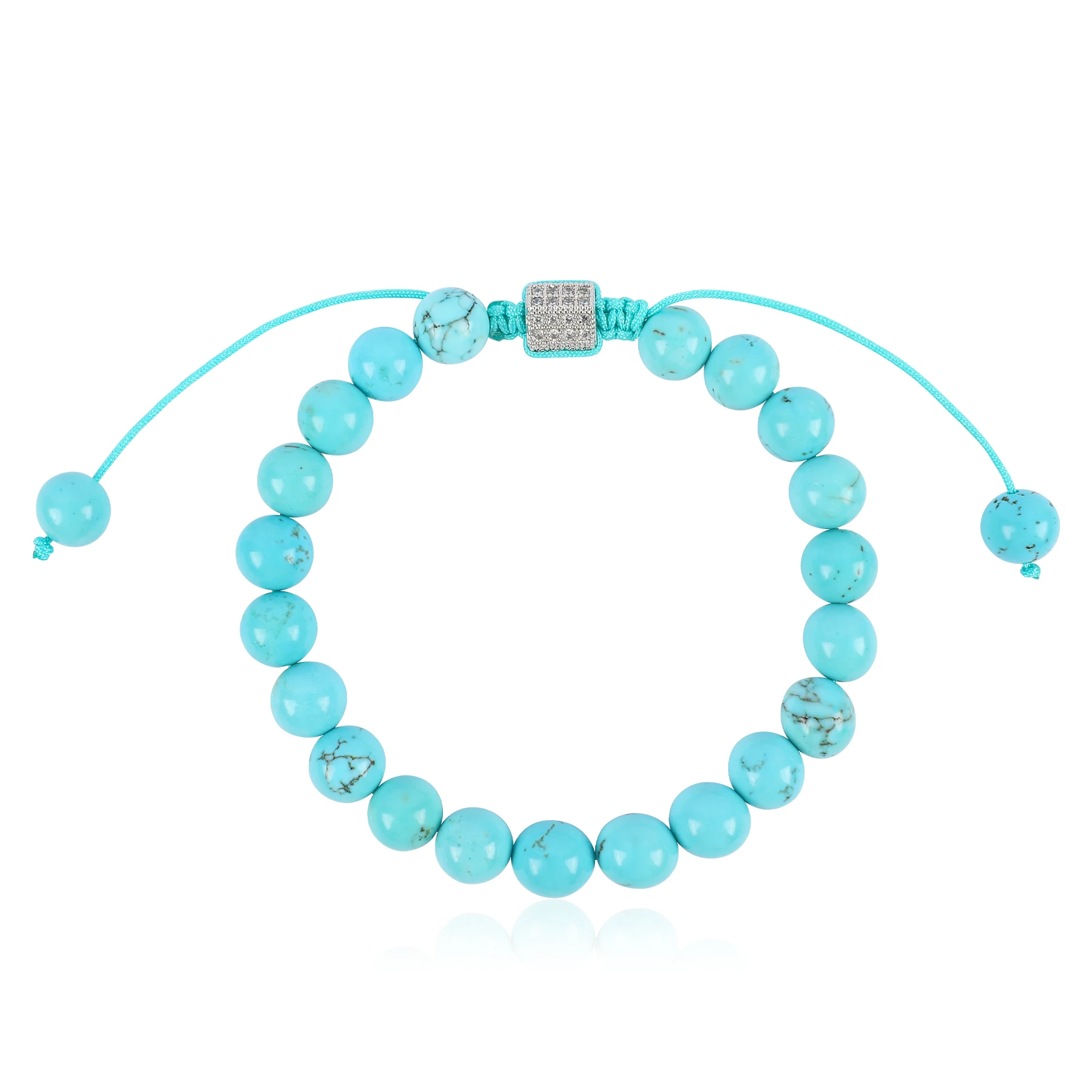 IDEAJOY Blue Turquoise Natural Stone Bracelets For Women Fashion Jewelry for Ladies Girl Gift Trendy Beaded Adjustable Bracelet