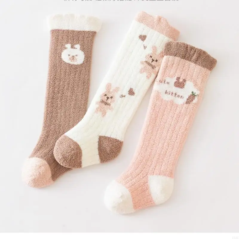 3 أزواج من جوارب الركبة للأطفال فوق جوارب الركبة للأولاد والبنات من سن 1 إلى 3 سنوات، جوارب طويلة للشتاء للأطفال الصغار، جوارب