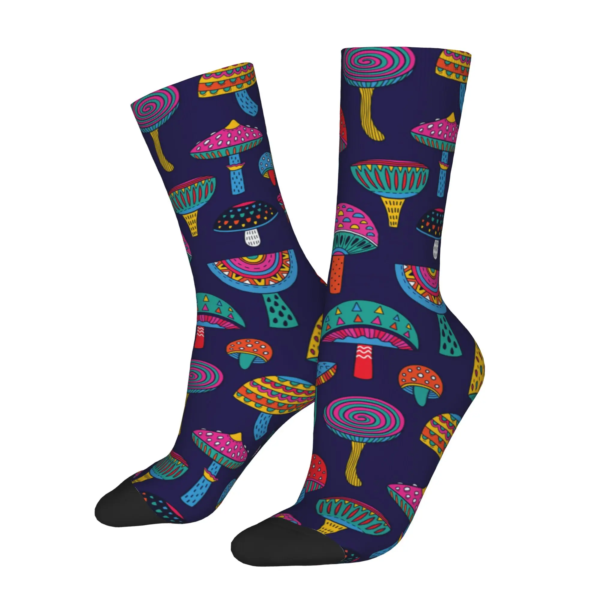 New Male Men Socks Casual Abstract Colorful Mushrooms Sock Polyester Ethnic Boho Graphic Women Socks Spring Summer Autumn Winter
