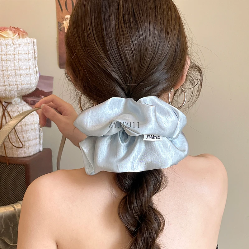 ยางรัดผมลําไส้ใหญ่ผ้าซาตินเคลือบเงา เชือกผมโอเวอร์ไซส์ ผมหางม้าต่ํา ยางรัดผม เชือกมัดผมเกาหลี