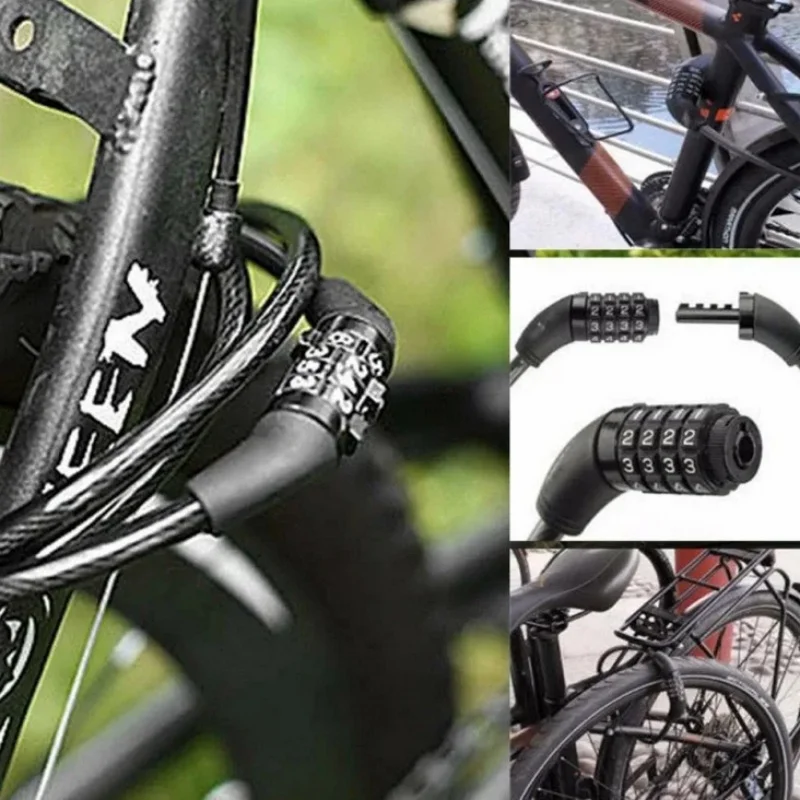قفل الدراجة 4 أرقام الجمع كلمة المرور المحمولة المضادة للسرقة دراجة كابل قفل إعادة تعيين قفل دراجة نارية سكوتر قفل برمز #2
