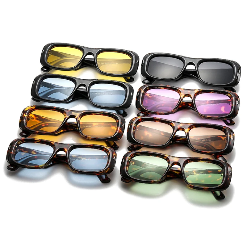 SO&EI جديد كاندي اللون مربع النظارات الشمسية النساء الرجعية المسامير ظلال UV400 تتجه الرجال نظارات شمسية