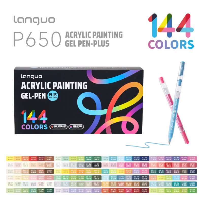 Languo 3D Stereo Diary Pen - 5 Types of Gift Boxes Available - 1.0mm Fine Tip Gel Ink Pen, Mixable Colors, Vibrant Colors, Suitable for Rock/Glass/Wood DIY Crafts, Student Art Supplies, Back-To-School Gifts