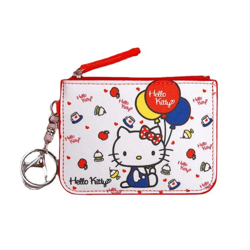 2pcs Cartoon Kitty Cat Worker card set work card sanrio name tag with key ring change card bag wallet card set coin wallet