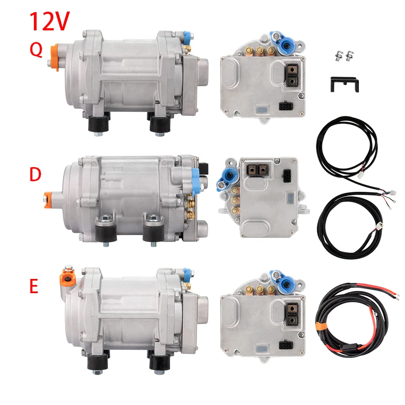 A/C 12V 24V 48V Electric Compressor Set for Auto AC Air Conditioning Car Truck Bus Boat Tractor Shop Automobile Aircon