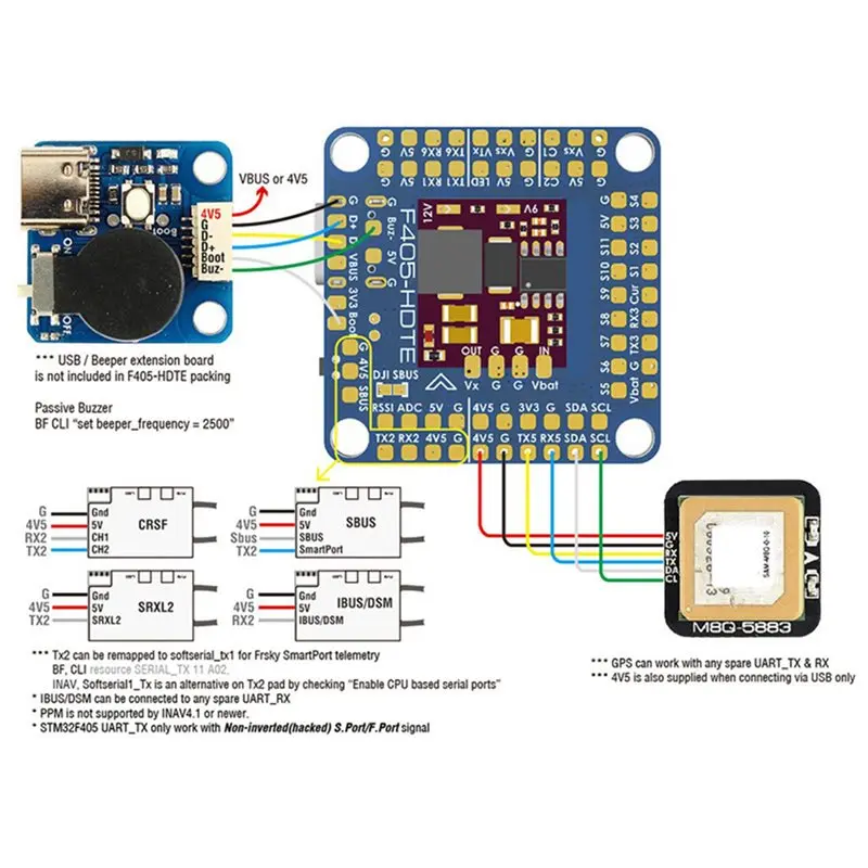 FFYY-2X For MATEKSYS F405-HDTE Dual BEC Baro OSD Blackbox 3-12S LIPO F4 Flight Controller