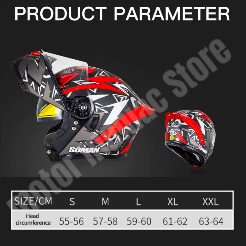 SOMAN F2 helm motor lensa ganda, Flip lensa warna-warni untuk motor balap wajah penuh