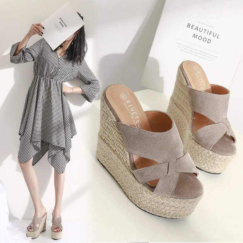 Women Sandals In Summer  Wedges Heels Platform Footwear 14cm High Heels Sandals Shoes For Lady - view 5