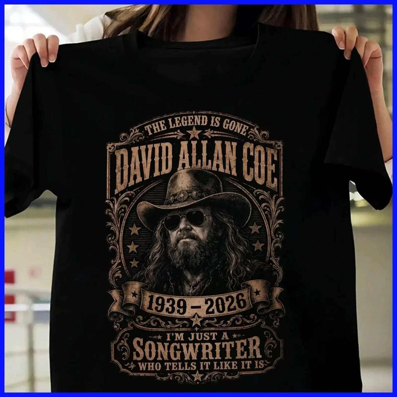 T shirt David Allan Coe nera manica corta tutte le taglie S 5XL vintage Washed Versatile Slightly Stretched Stylish graphic