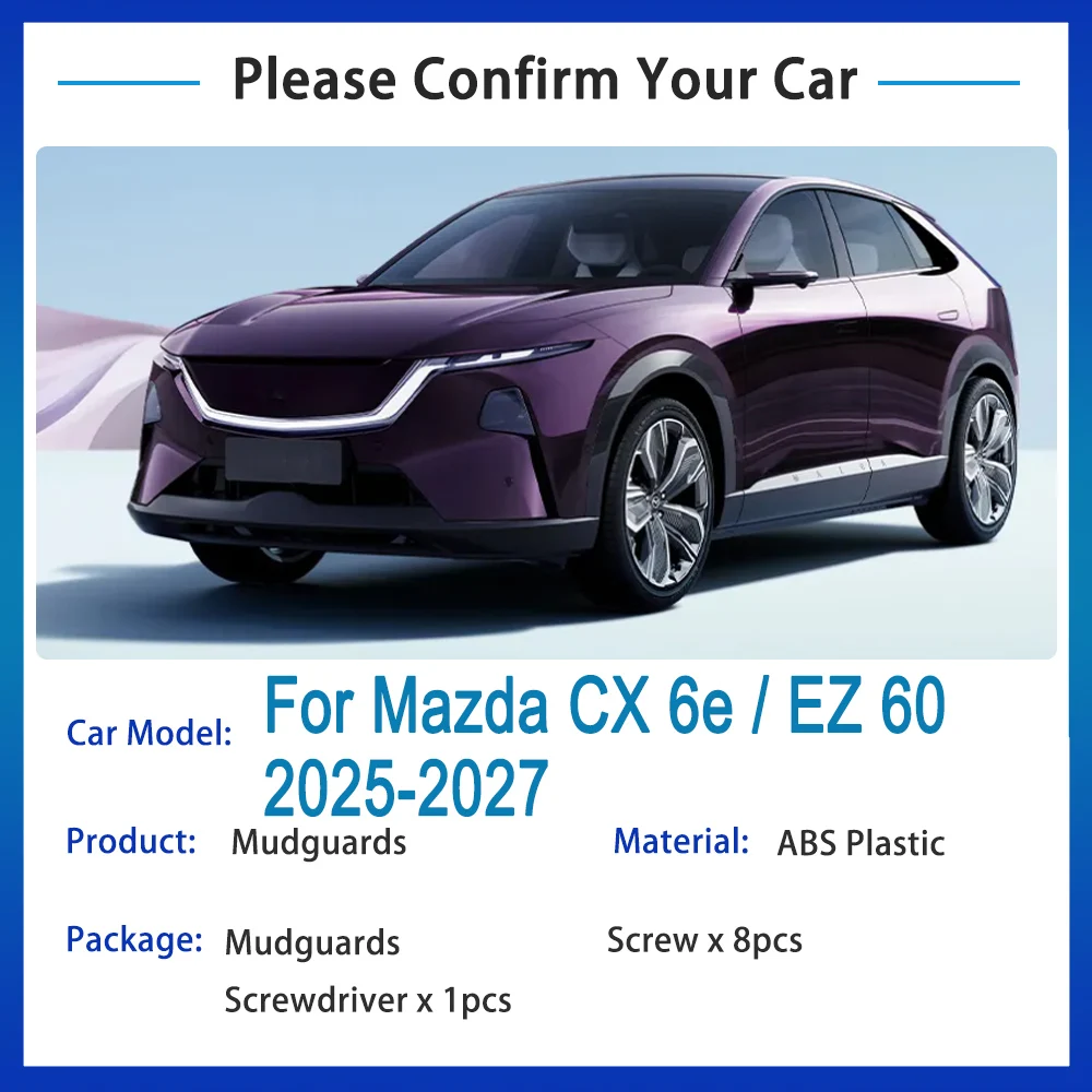

Car Lined Fender For Mazda CX 6e Accessories CX6e EZ60 EZ 60 J90K 2025 2026 2027 Mudguard Mud Flap Anti-Snow Guards Splash Guard