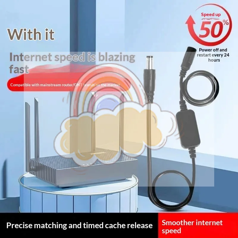 Router Auto Reboot Power Cable With 24H Timer Reset Wide Compatibility For Home Office Internet Use