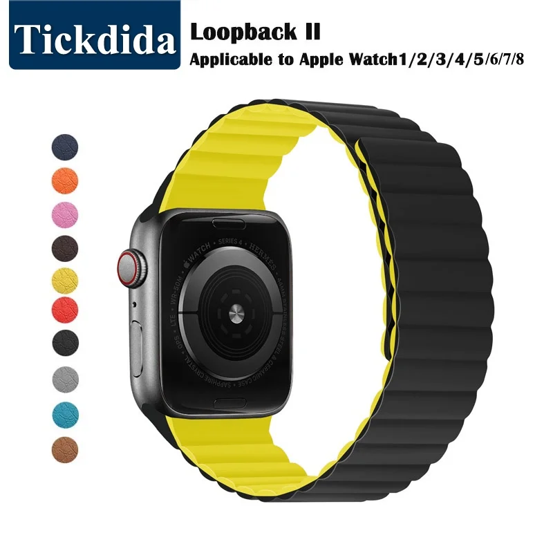 

Magnetic Strap for Apple Watch Ultra 49mm Band Series 8 7 6 5 4 Suitable for 42/44/45mm Magnetic Soft Silicone Reversible Strap