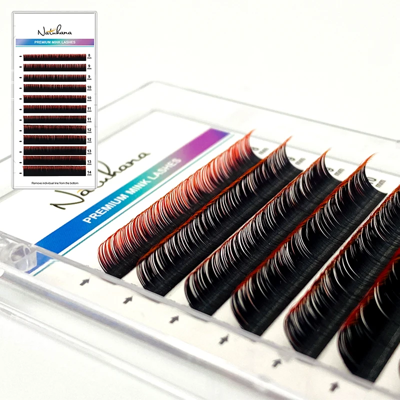 NATUHANA Farbige Wimpernverlängerung Einzelne Bunte Wimpern für Make-up Melard Farbige Wimpern Braune Farbe Künstliche Wimpern