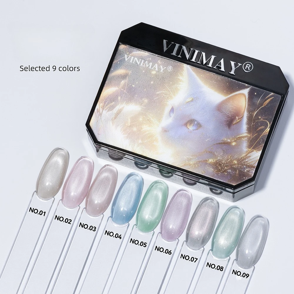 

Solid Cat Eye Nail Gel Polish Palette 9Colors HEMA/TPO Free UV LED Soak Off Long Lasting High Gloss Gel Varnishes for Manicure