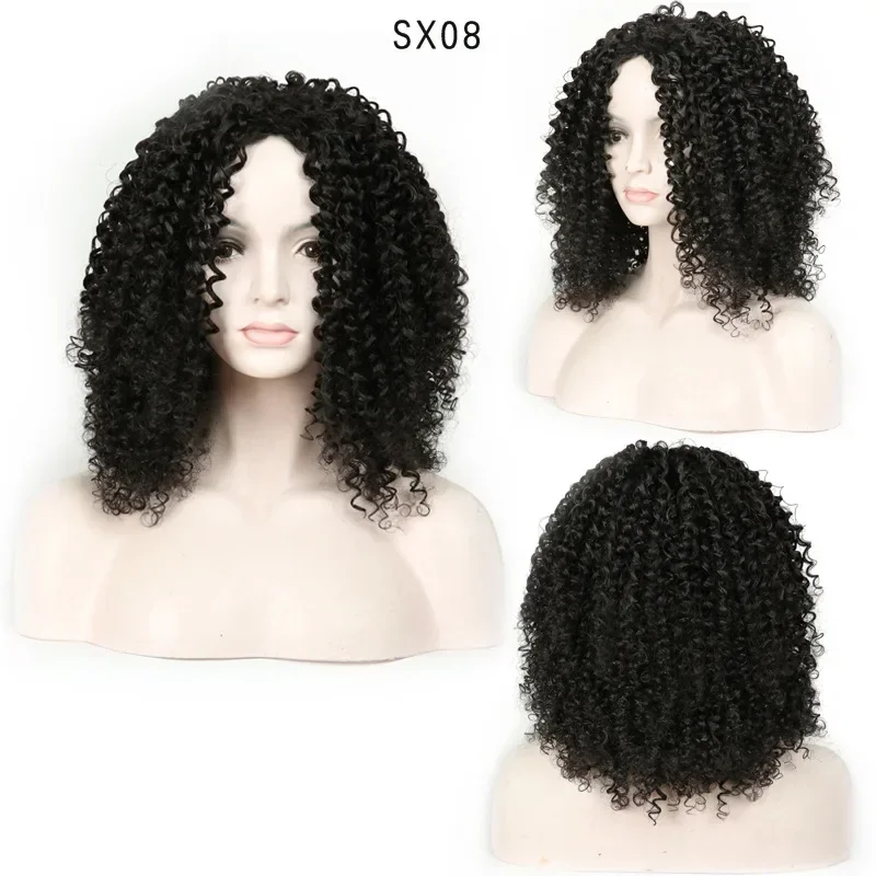 Stylish Short Afro Kinky Curly Wig, Black and Shiny, Ideal for African Women