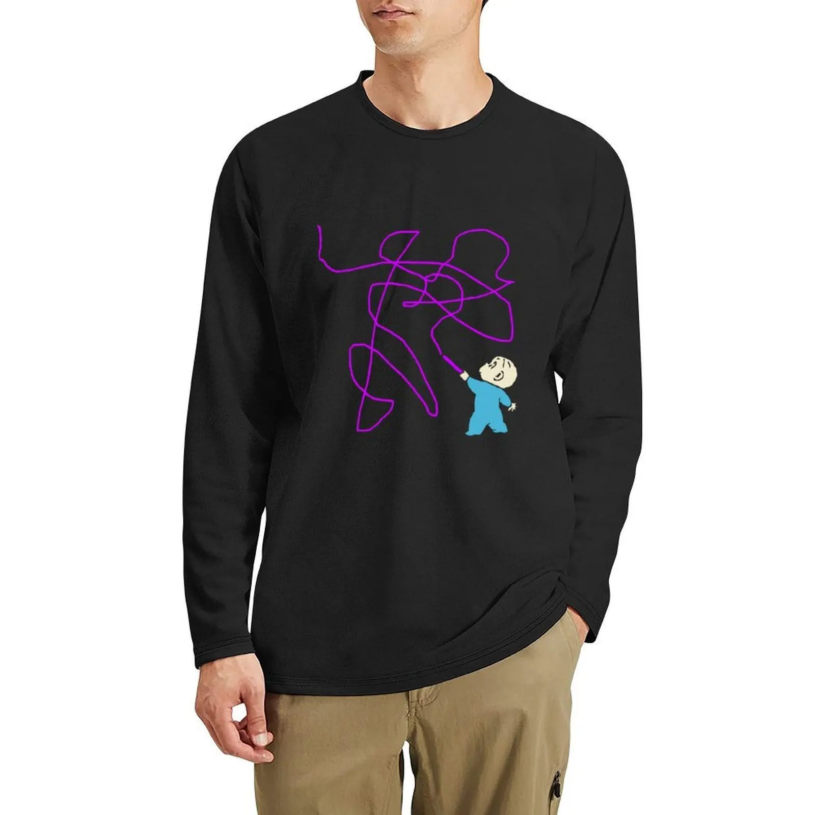 

Длинная футболка Harold and The Purple Crayon с животным принтом для мальчиков, винтажная одежда, милые топы, дизайнерская футболка для мужчин