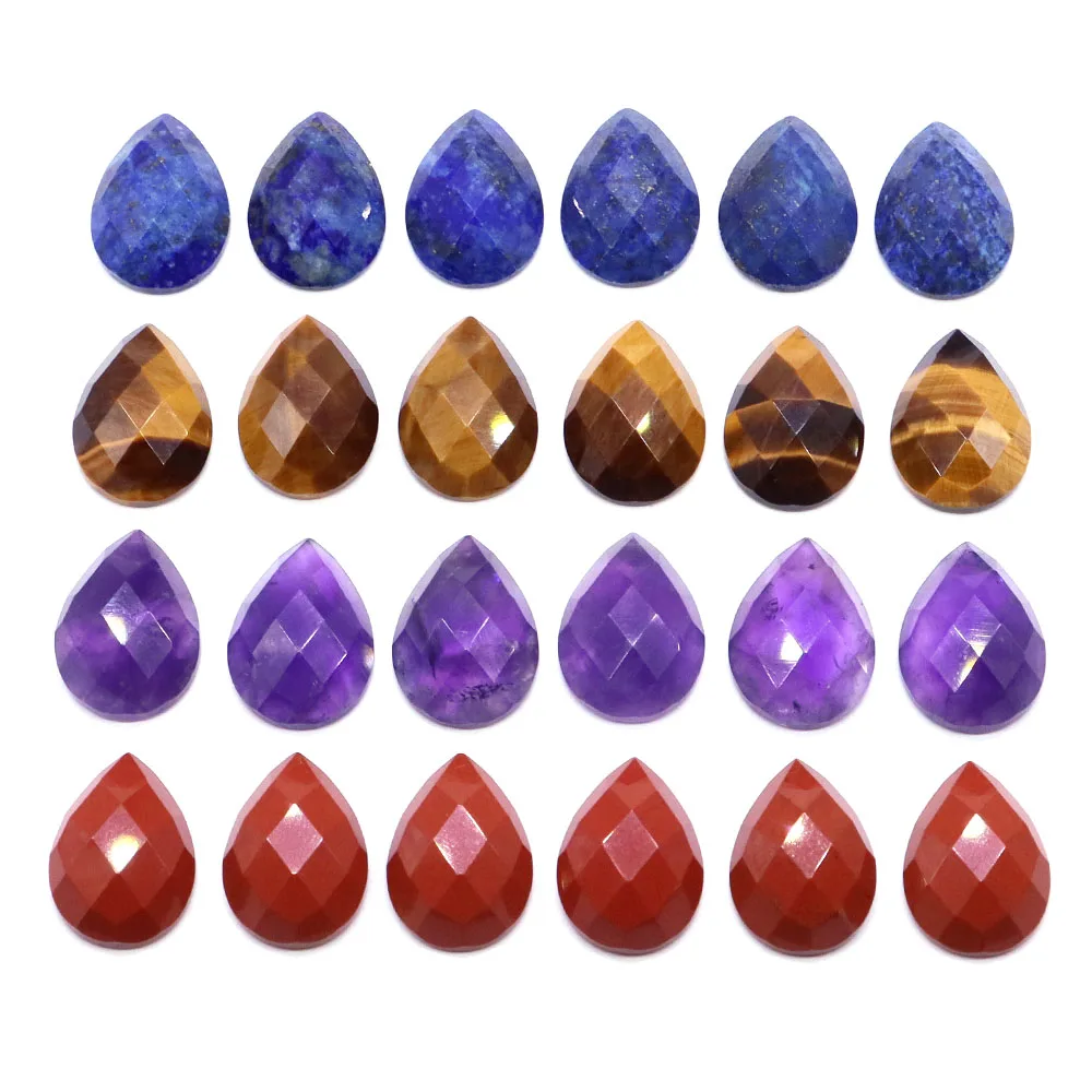 13x18mm Faceted Waterdrop Cabochon Flat Back Beads Natural Stones Crystal Cameo Spacers For Jewerly Making DIY Necklace Pendants