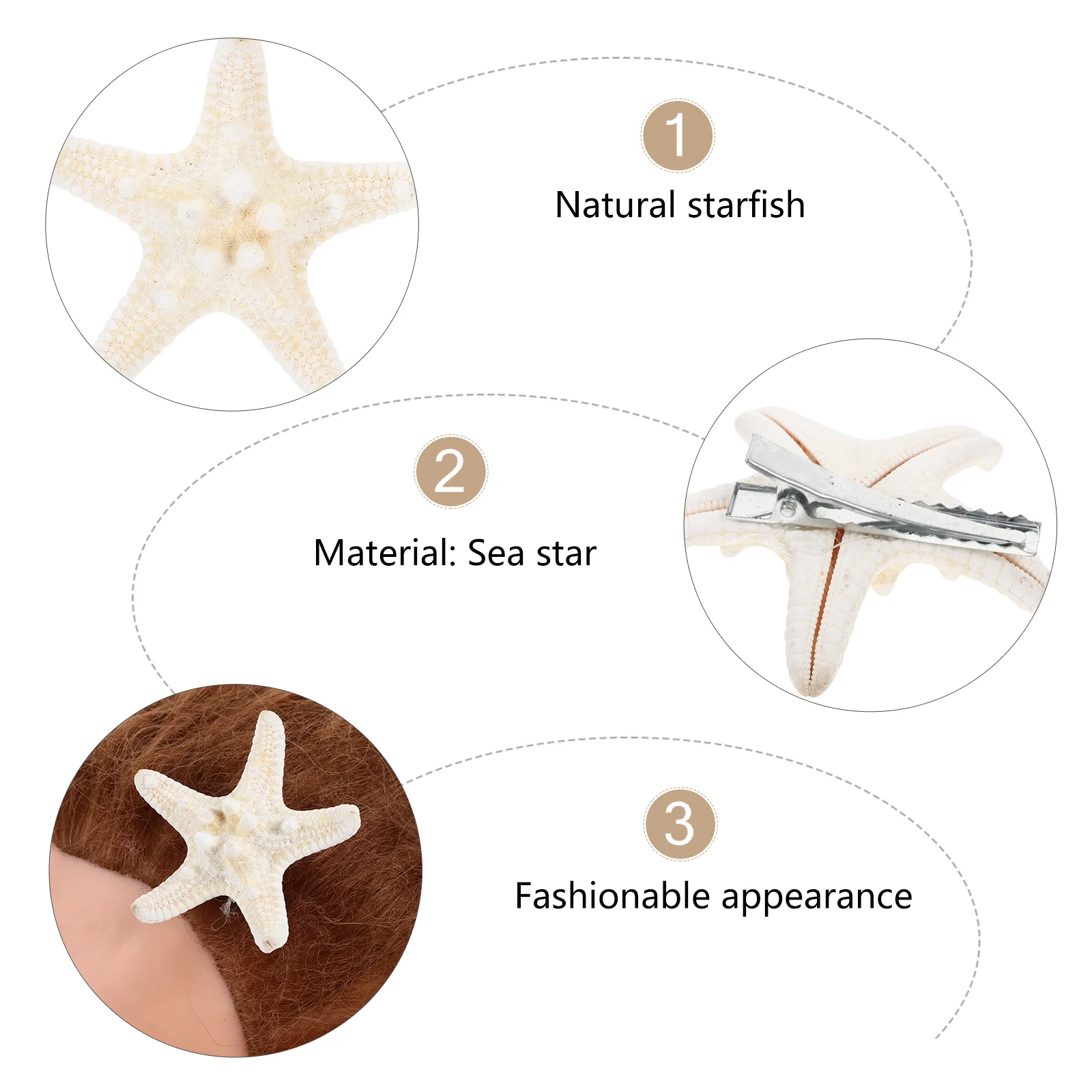 4 Pcs Hair Comb Accessory Sea Star Clip Five-pointed Hairpin Beach Pearl Bridal Seaside