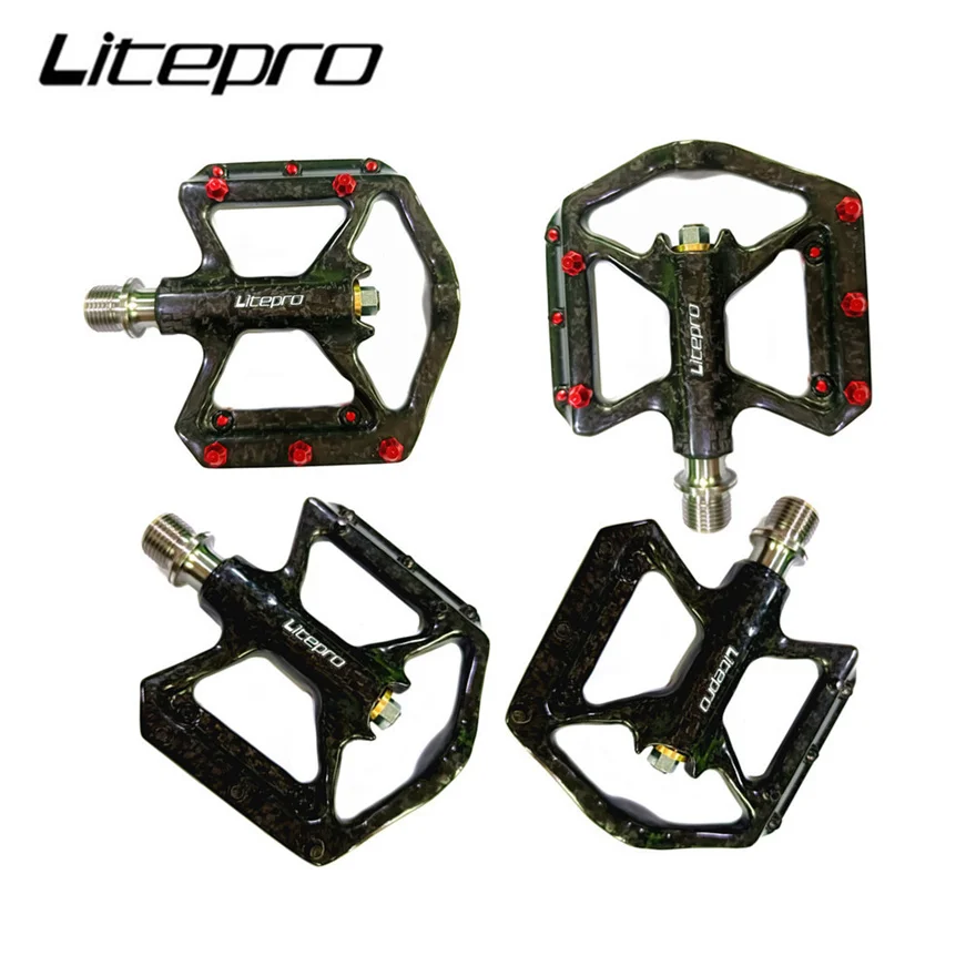 

Litepro Folding Bicycle Carbon Fiber Titanium Axle Pedal Mountain Bike 3 Bearing Pedals 178g