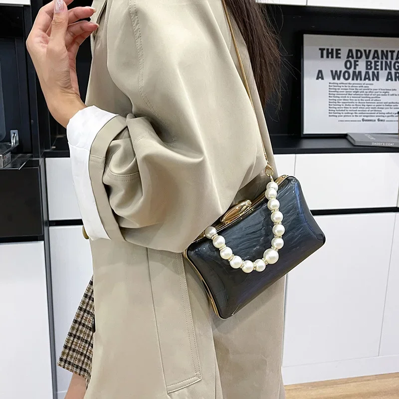 

Женская жемчужная сумка Xiaoxiangfeng, модная сумка на плечо с цепочкой, элегантная сумка-коробка для особых случаев