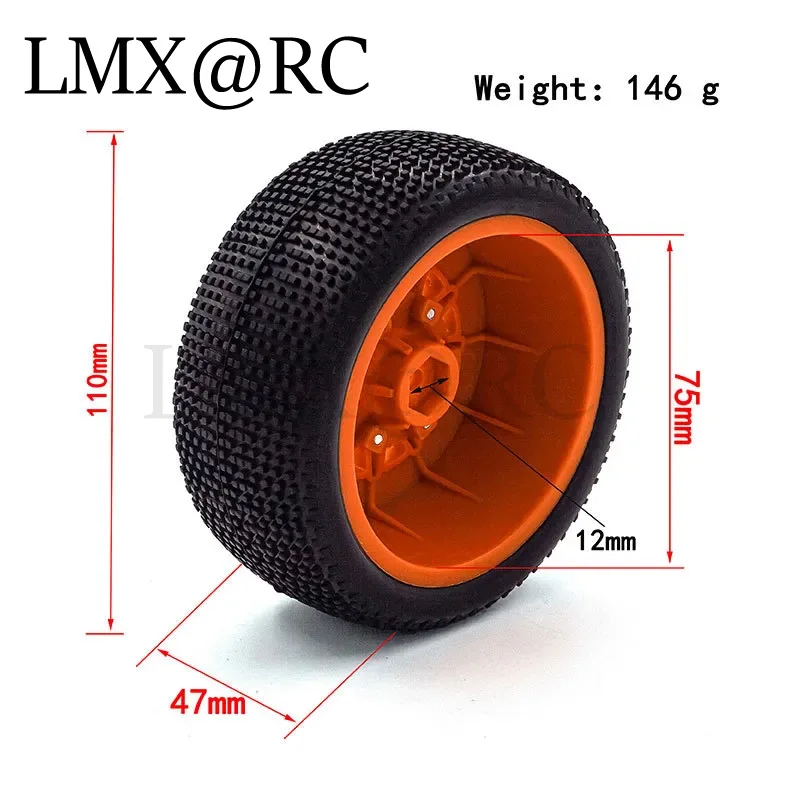 4Pcs 110mm 1/8 1/10 Short Course Truck Tire with 12mm 14mm 17mm Wheel Hex for TRAXXAS Slash ARRMA SENTON Vkar SCTX10 HPI RC Car