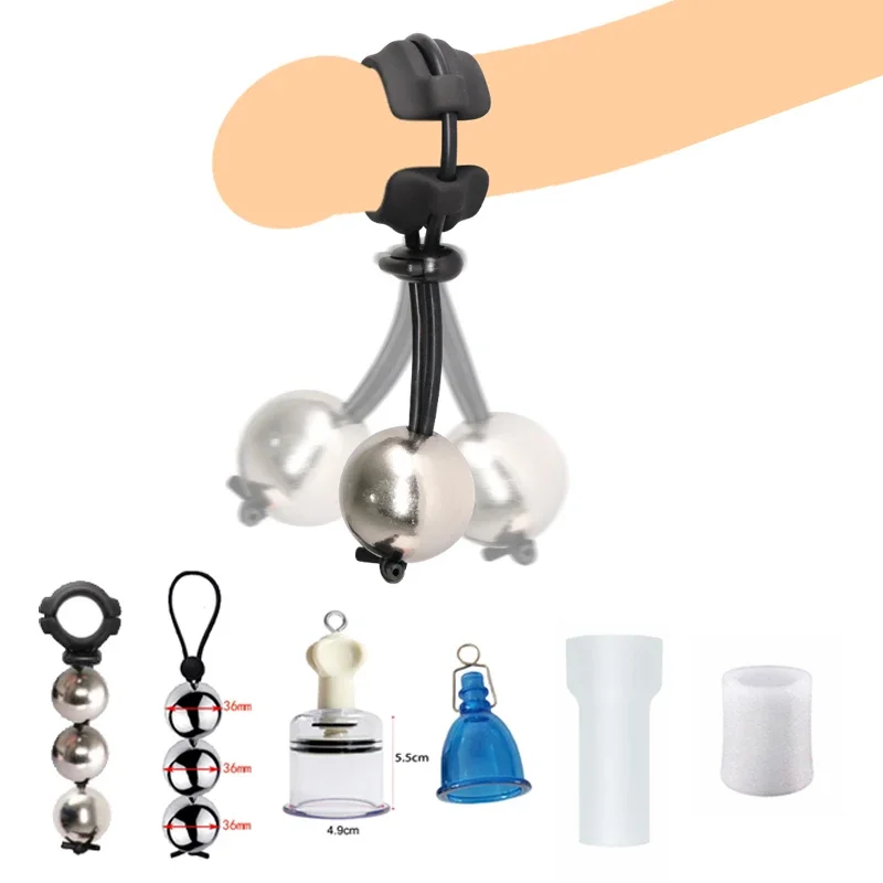 

Metal Ball Scrotum Stretcher Penis Ring Extender Enlarger SM Bondage Pendant Heavy Weight Dick Erection Hanger Trainer Sex Toys