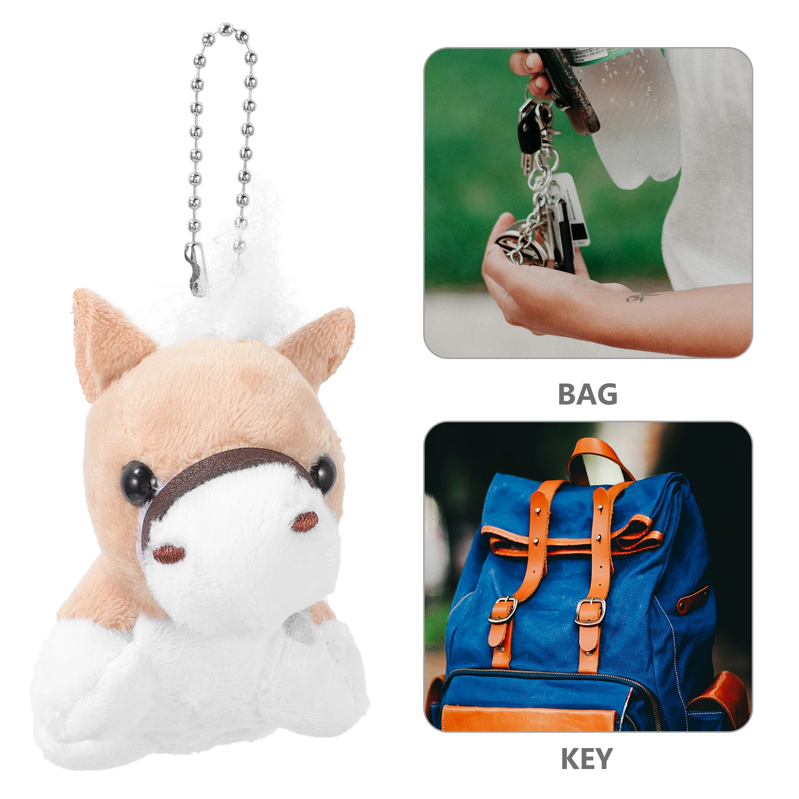 

12 Pcs naments Horse Stuffed Animals Soft Keychains Backpack Charms Fashion Jewelry Hanging Decor Cute Accessories