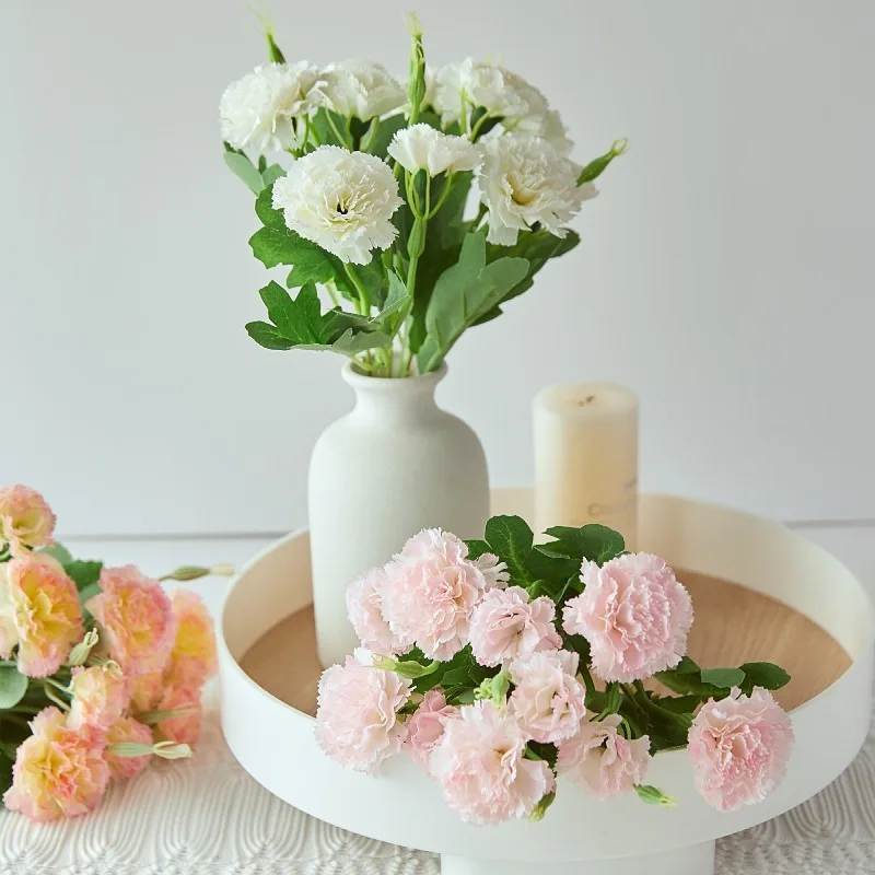 

10 Head Carnation Fake Flowers Home Soft Clothes Small Fresh Silk Flowers mother's Day Gift Thanksgiving Simulated Flower