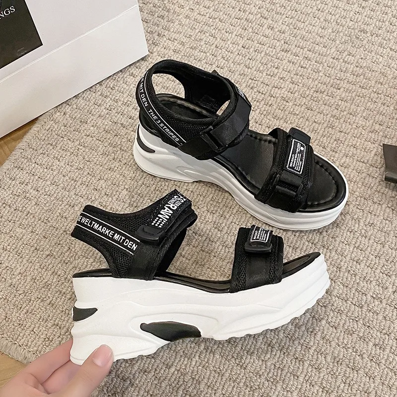 Women Sport Sandal Summer New Fashion Slope Heel Elevated Platform Shoes Girls Outdoor Leisure High Heeled Fish Mouth Sandals image 5