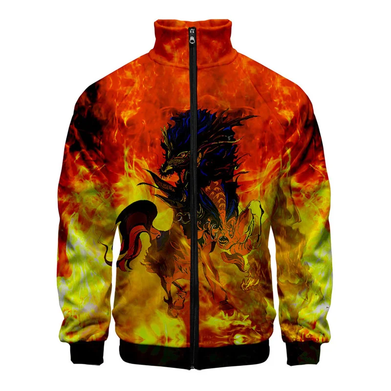 Chinese Myth Kirin 3d Printed Jacket Men Cool Street Oversized Animal Graphic Coat Spring Autumn Tops Zipper Jackets Clothes