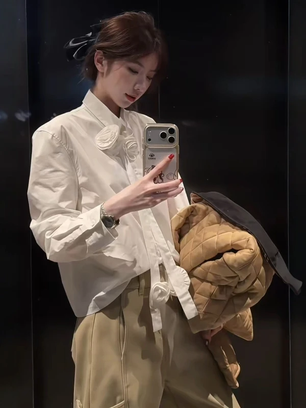 

Белый женский повседневный универсальный топ Ne Long Sve irt для поездок на работу, корейский свободный крой для девочек, повседневная одежда